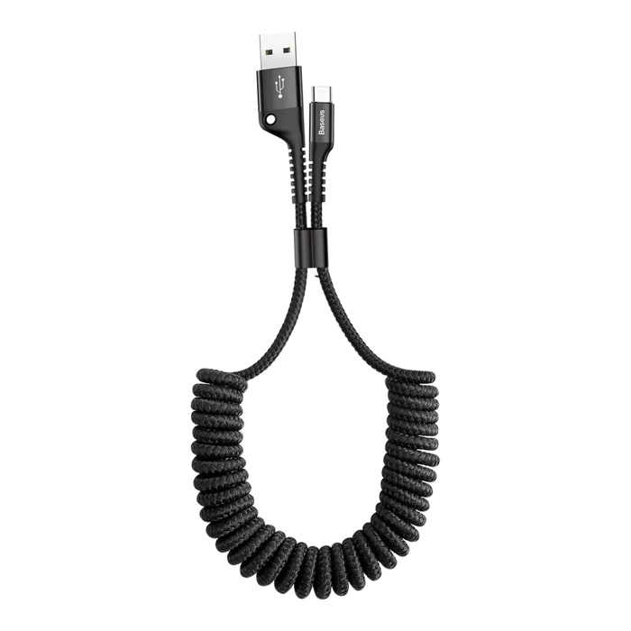 Kabel sprężynowy USB-C BASEUS Spring 1m 2A czarny