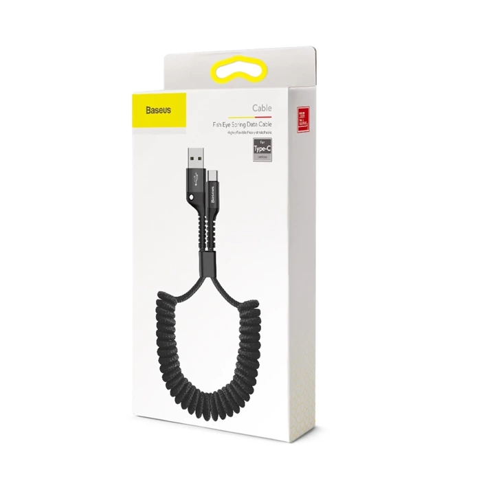 Kabel sprężynowy USB-C BASEUS Spring 1m 2A czarny