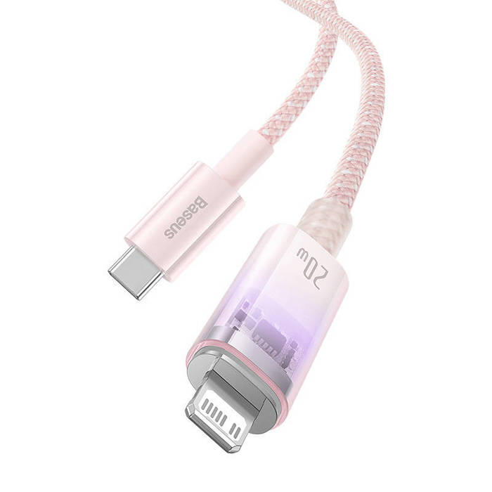 Kabel szybko ładujący Baseus USB-C do Lightning  Explorer Series 1m, 20W (różowy)