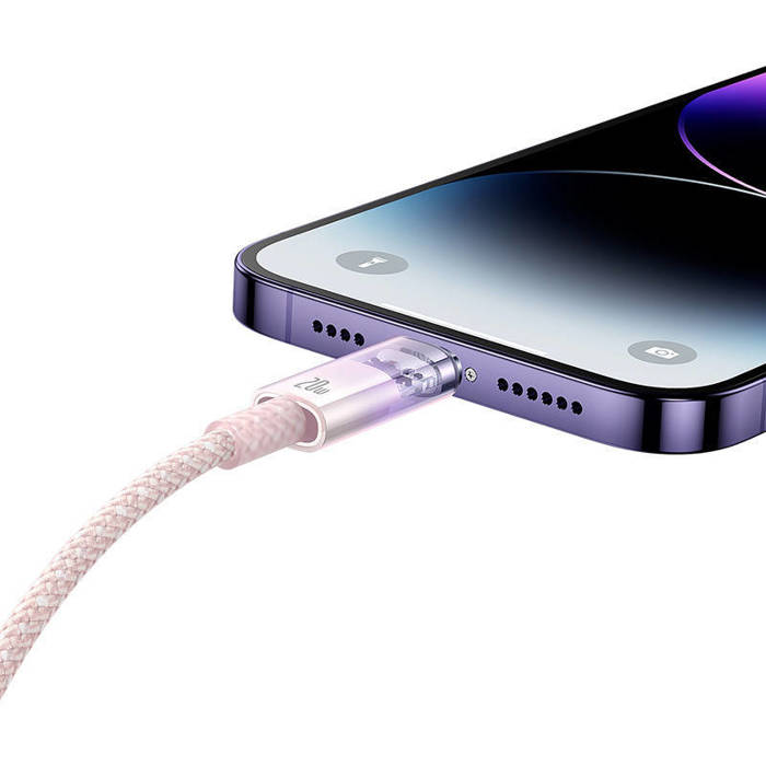 Kabel szybko ładujący Baseus USB-C do Lightning  Explorer Series 1m, 20W (różowy)