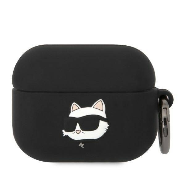 Karl Lagerfeld KLAPRUNCHK AirPods Pro cover czarny/black Silicone Choupette Head 3D