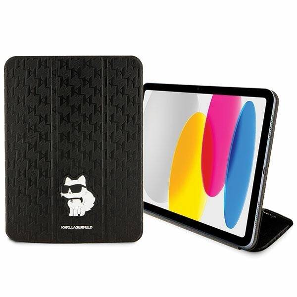 Karl Lagerfeld KLFC11SAKHPCK iPad 10.9" Folio Magnet Allover Cover czarny/black Saffiano Monogram Choupette