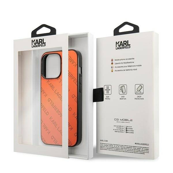 Karl Lagerfeld KLHCP13LPTLO iPhone 13 Pro 6,1" hardcase pomarańczowy/orange Perforated Allover