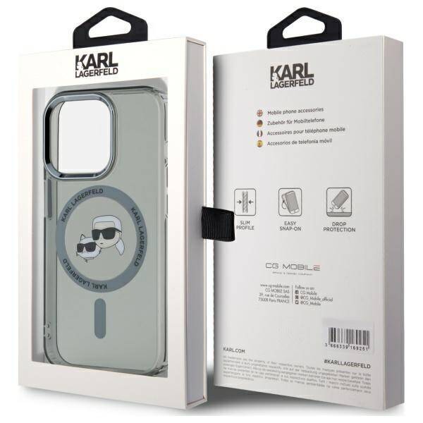 Karl Lagerfeld KLHMP15LHLSKCK iPhone 15   Pro 6.1" czarny/black hardcase IML Metal Karl&Choupette Head MagSafe