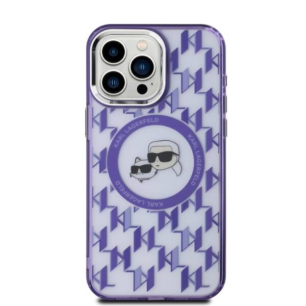 Karl Lagerfeld KLHMP15LHMCKMHU iPhone 15 Pro 6.1" fioletowy/purple IML Monogram Karl&Choupette Head MagSafe