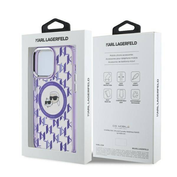 Karl Lagerfeld KLHMP15XHMCKMHU iPhone 15 Pro Max 6.7" fioletowy/purple IML Monogram Karl&Choupette Head MagSafe