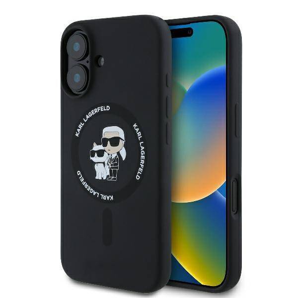 Karl Lagerfeld KLHMP16MSCMKCRHK iPhone 16 Plus 6.7" czarny/black hardcase Silicone Karl&Choupette Heads Ring MagSafe