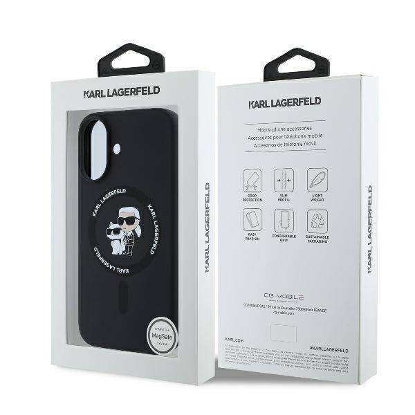 Karl Lagerfeld KLHMP16MSCMKCRHK iPhone 16 Plus 6.7" czarny/black hardcase Silicone Karl&Choupette Heads Ring MagSafe