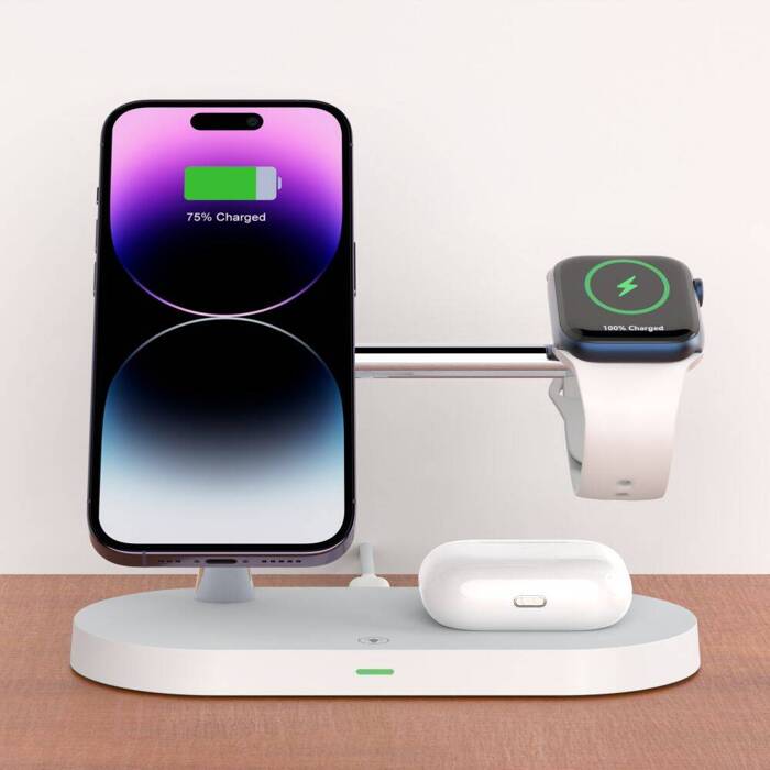 Ładowarka Indukcyjna Tech-Protect A12 3 In1 Magnetic Magsafe Wireless Charger White