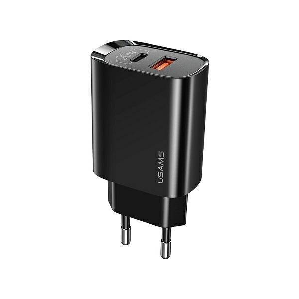 Ładowarka Sieciowa USAMS 1xUSB-C 1xUSB T35 PD3.0 QC3.0 20W Fast Charging CC121TC02 US-CC121 Czarny