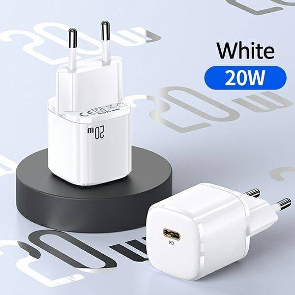 Ładowarka Sieciowa USAMS 1xUSB-C T36 Mini 20W + Kabel USB-C Apple Lightning PD3.0 Fast Charging Biały