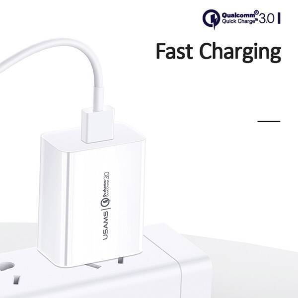 Ładowarka Sieciowa USAMS 1xUSB T22 18W 3A QC3.0 Fast Charging CC83TC01 US-CC083 Biały