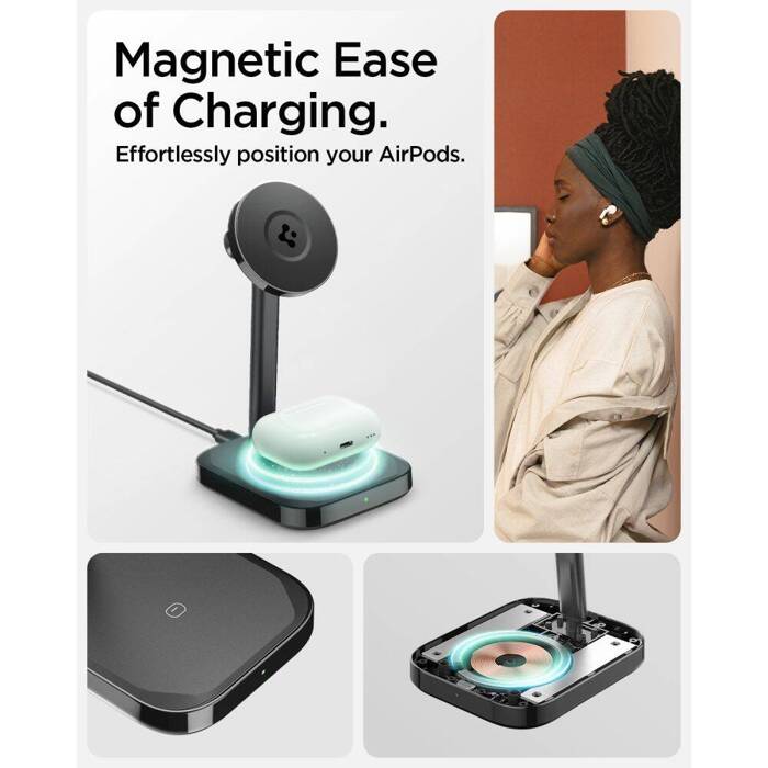 Ładowarka Spigen PF2100 Arcfield Magnetic Magsafe Dual Wireless Charger Black