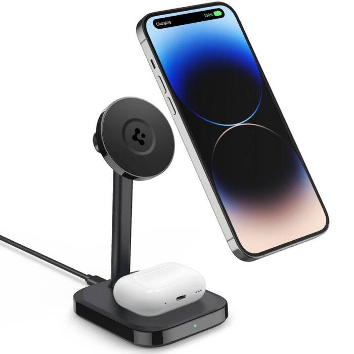 Ładowarka Spigen PF2100 Arcfield Magnetic Magsafe Dual Wireless Charger Black