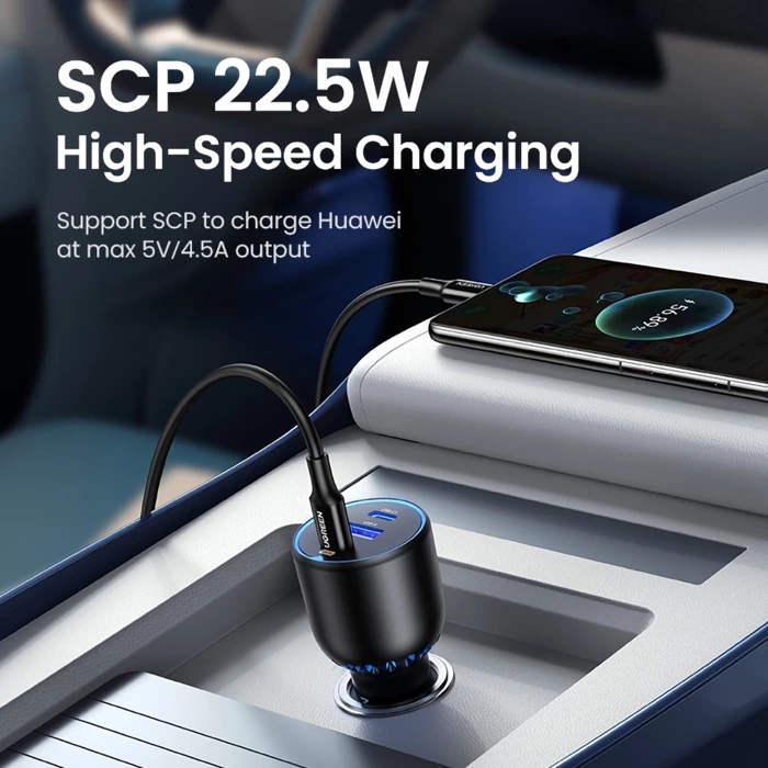 Ładowarka samochodowa UGREEN CD293, 2XUSB-C PD+ USB-A 130W (czarna)