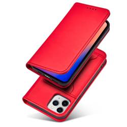 Magnet Card Case etui do iPhone 12 Pro pokrowiec portfel na karty kartę podstawka czerwony