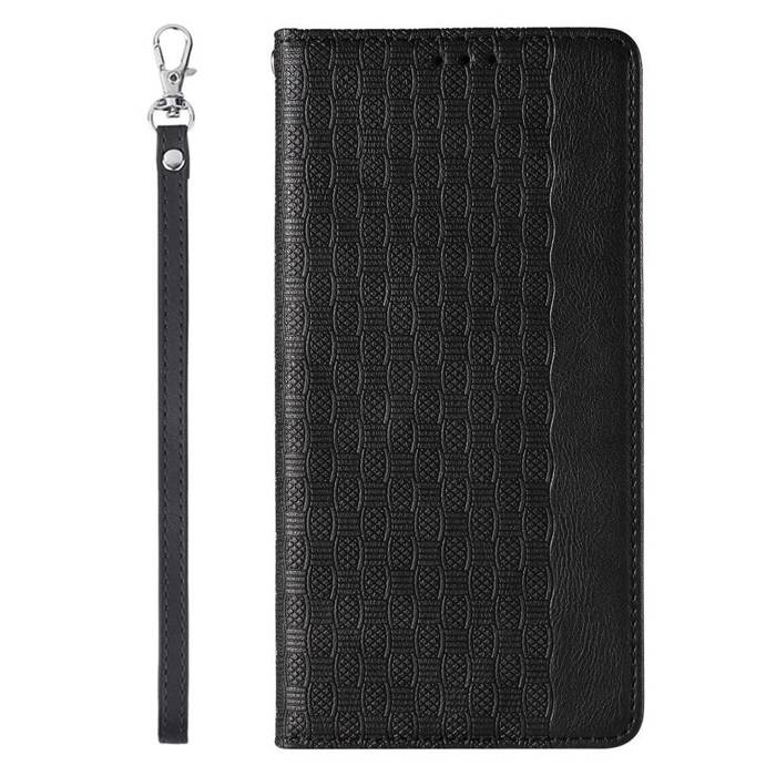 Magnet Strap Case etui Samsung Galaxy S23 Ultra pokrowiec z klapką portfel mini smycz podstawka czarne