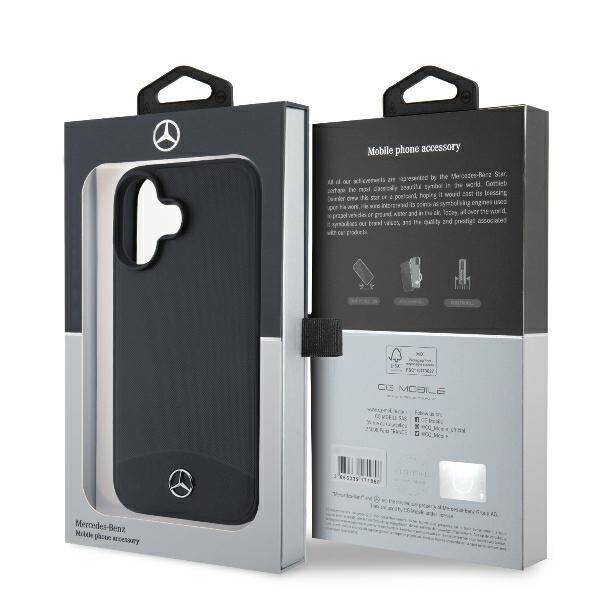 Mercedes MEHMP16S23RBARK iPhone 16 6.1" czarny/black hardcase Textured And Plain Leather MagSafe