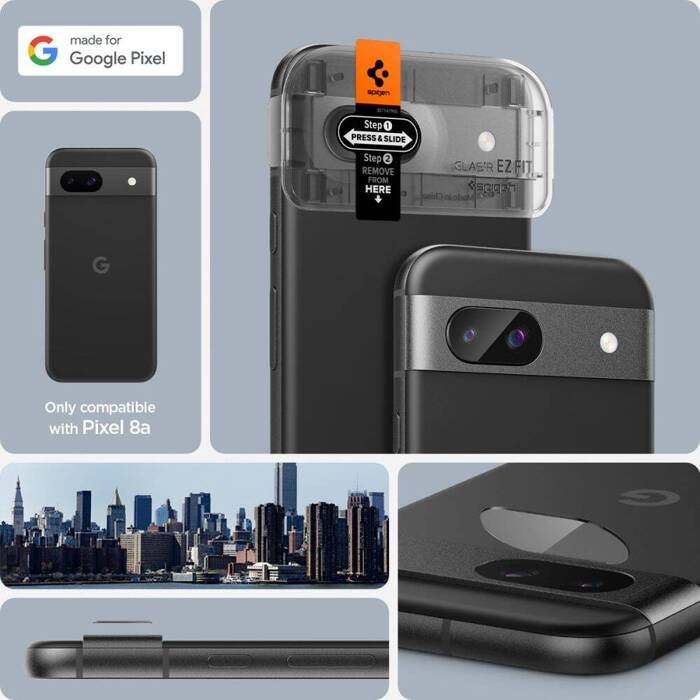 OSŁONA APARATU SPIGEN OPTIK.TR ”EZ FIT” CAMERA PROTECTOR 2-PACK GOOGLE PIXEL 8A CLEAR