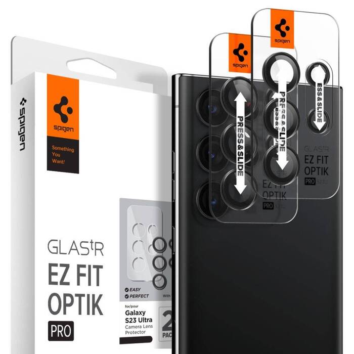 Osłona Aparatu Spigen Optik.tr ”ez Fit” Camera Protector 2-pack Galaxy S23 Ultra Black