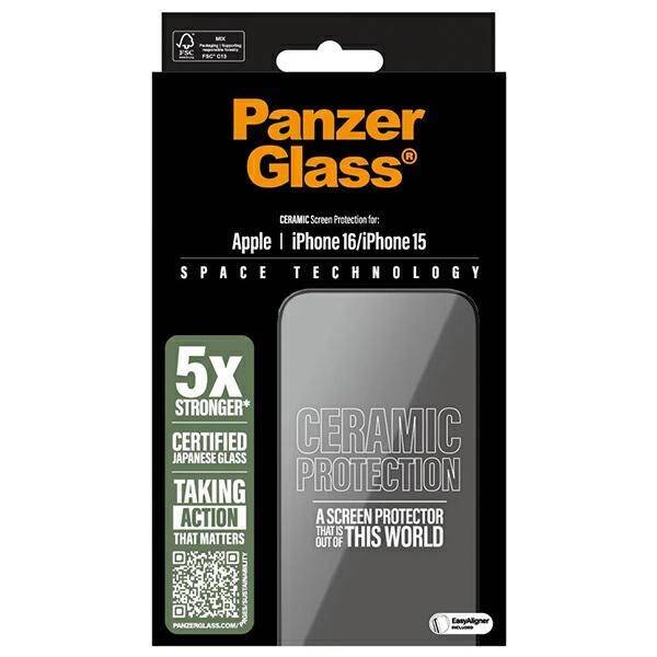 PanzerGlass Ceramic Screen Protector iPhone 16 6.1" Ultra-Wide Fit 2853