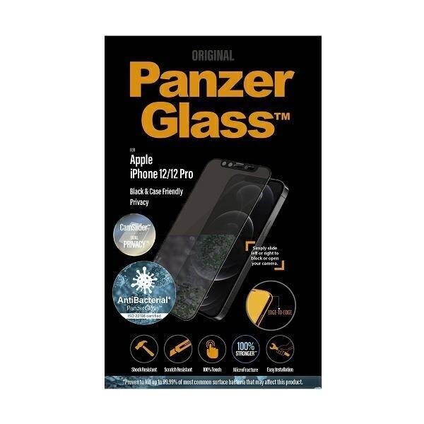 PanzerGlass E2E Microfracture iPhone 12 /12 Pro 6,1" Case Friendly CamSlider Privacy Antibacterial czarny/black