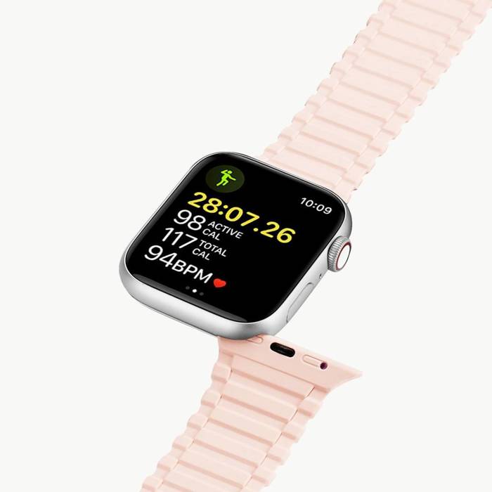 Pasek Dux Ducis Strap (Armor Version) pasek Apple Watch Ultra, SE, 8, 7, 6, 5, 4, 3, 2, 1 (49, 45, 44, 42  mm) silikonowa magnetyczna opaska bransoleta różowo-fioletowy