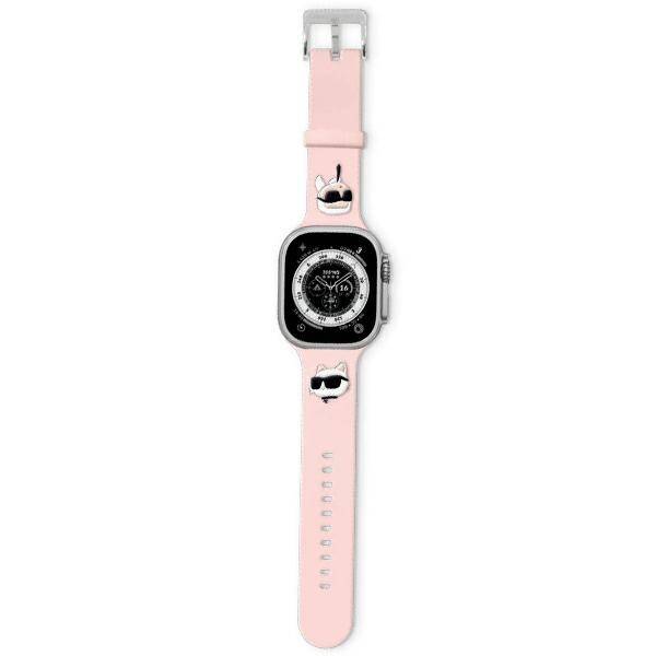 Pasek Karl Lagerfeld Pasek KLAWMSLKCNP Apple Watch 38/40/41mm różowy/pink strap 3D Rubber Karl&Choupette Heads