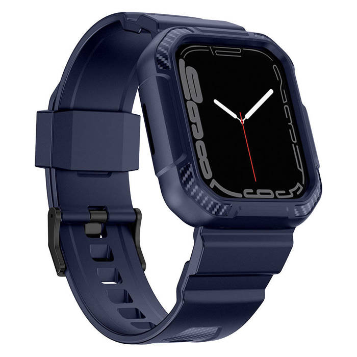 Pasek Kingxbar CYF106 2w1 pasek Apple Watch SE, 8, 7, 6, 5, 4, 3, 2, 1 (41, 40, 38 mm) z wbudowanym etui niebieski