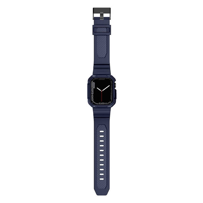 Pasek Kingxbar CYF106 2w1 pasek Apple Watch SE, 8, 7, 6, 5, 4, 3, 2, 1 (41, 40, 38 mm) z wbudowanym etui niebieski