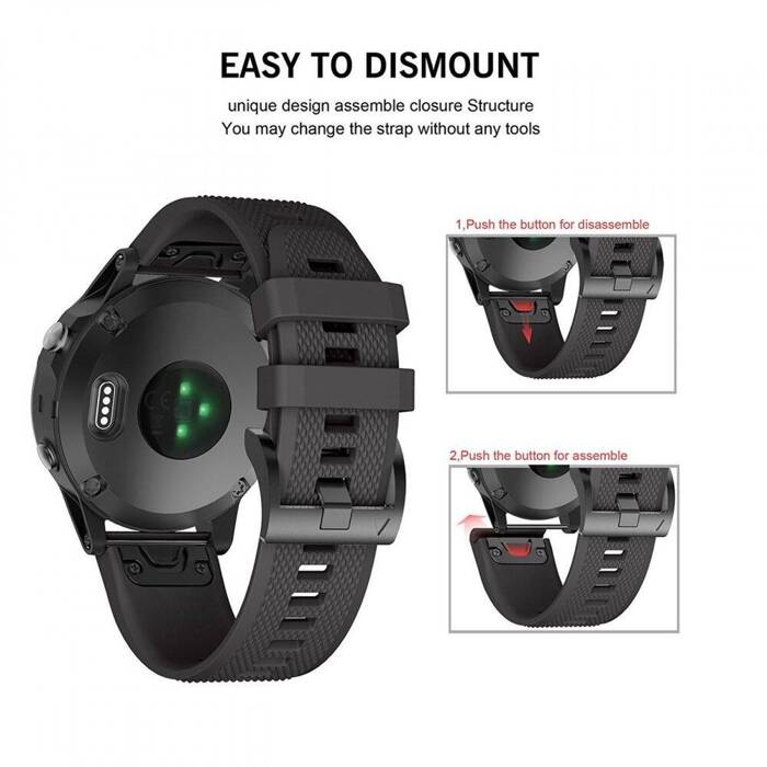 Pasek TECH-PROTECT Garmin Fenix 5 (22mm) Smooth Black Czarny