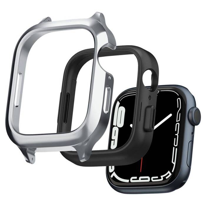 Pasek i Etui Spigen Metal Fit Pro Apple Watch  9 8 7 6 5 4 SE 2022 44 / 45 mm Srebny