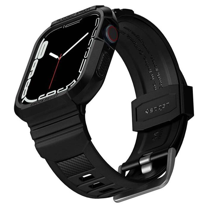 Pasek z Etui SPIGEN Rugged Armor Pro Apple Watch Ultra 9 8 7 SE 2022 42mm 44mm 45mm 49mm Czarny