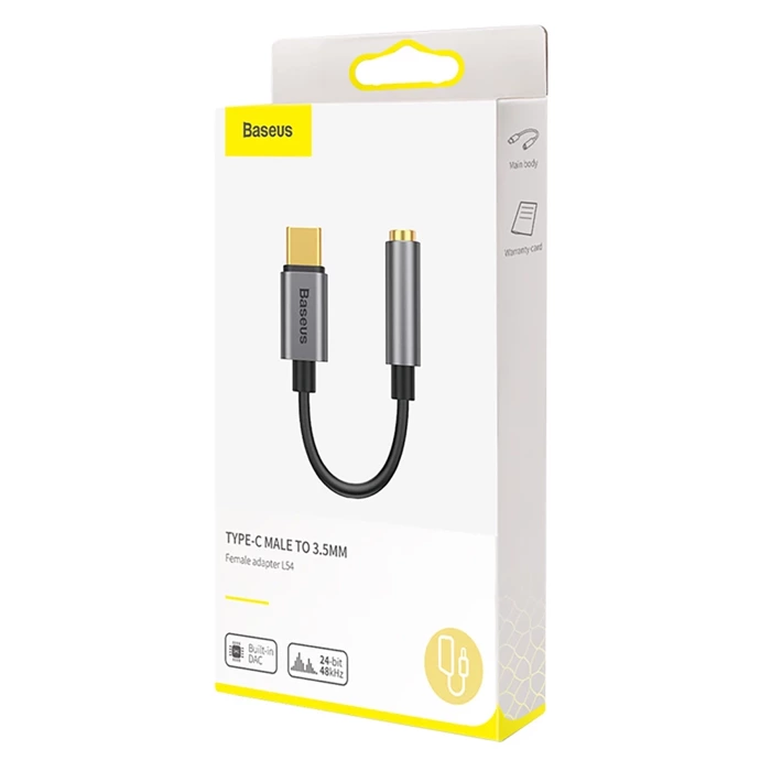 Przejściówka BASEUS Adapter Audio USB-C Mini Jack 3,5mm L54 Szary