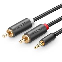 Przewód UGREEN AV102 2x RCA (Cinch) jack 3.5 mm 10m (czarny)