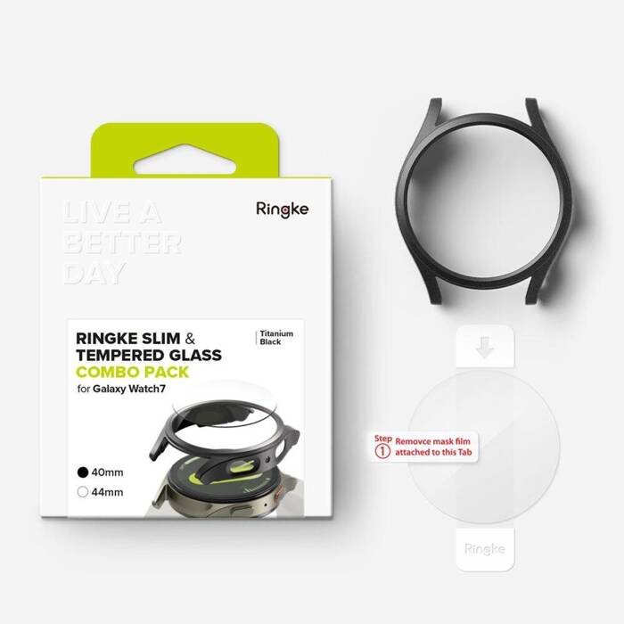 RINGKE SLIM & TEMPERED GLASS GALAXY WATCH 7 (40 MM) TITANIUM BLACK