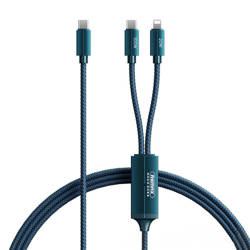 Remax Kerolla Series szybki kabel 2w1 USB Typ C - USB Typ C + Lightning PD QC AFC FCP 100W 1m niebieski (RC-093CCL)