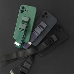 Rope case żelowe etui ze smyczą łańcuszkiem torebka smycz iPhone 12 czarny