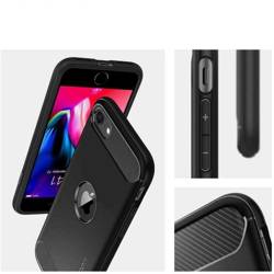 SPIGEN Rugged Armor iPhone SE 2020 Etui Black Czarne Case + Szkło 3MK Flexible Glass Lite