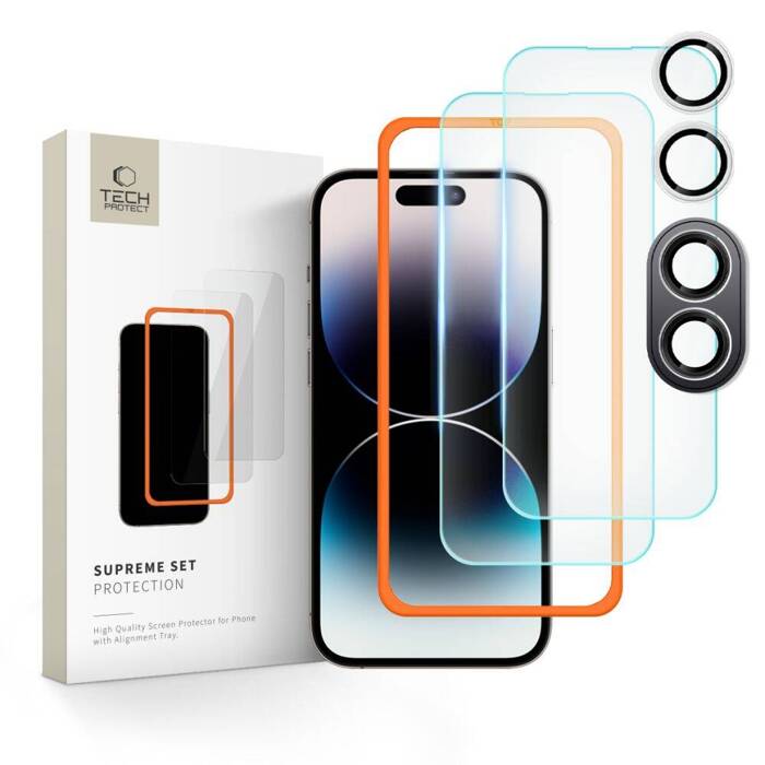 SZKŁO HARTOWANE TECH-PROTECT SUPREME SET 3-PACK IPHONE 16 PLUS CLEAR