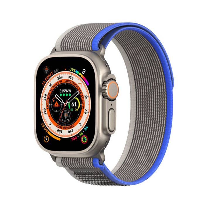 Sportowy pasek na rzepy do Apple Watch 8 / 7 / 6 / SE / 5 / 4 / 3 / 2 / 1 (38, 40, 41 mm) Dux Ducis Strap YJ Version - niebiesko-szary