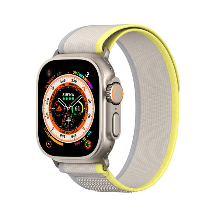 Sportowy pasek na rzepy do Apple Watch 8 / 7 / 6 / SE / 5 / 4 / 3 / 2 / 1 (38, 40, 41 mm) Dux Ducis Strap YJ Version - żółto-beżowy