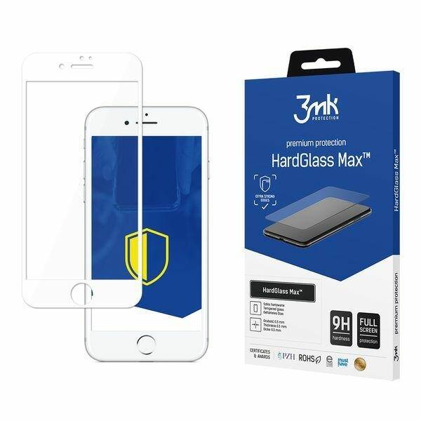 Szkło Hartowane 3MK HardGlass Max do iPhone 7 8 Plus Białe