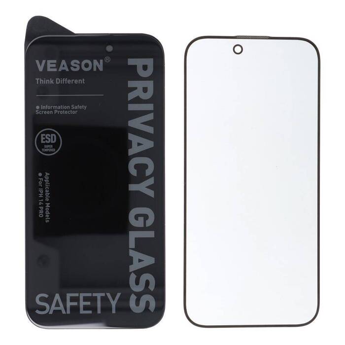 Szkło Hartowane 6D Pro Veason Privacy Glass - do Iphone 15 Pro czarny