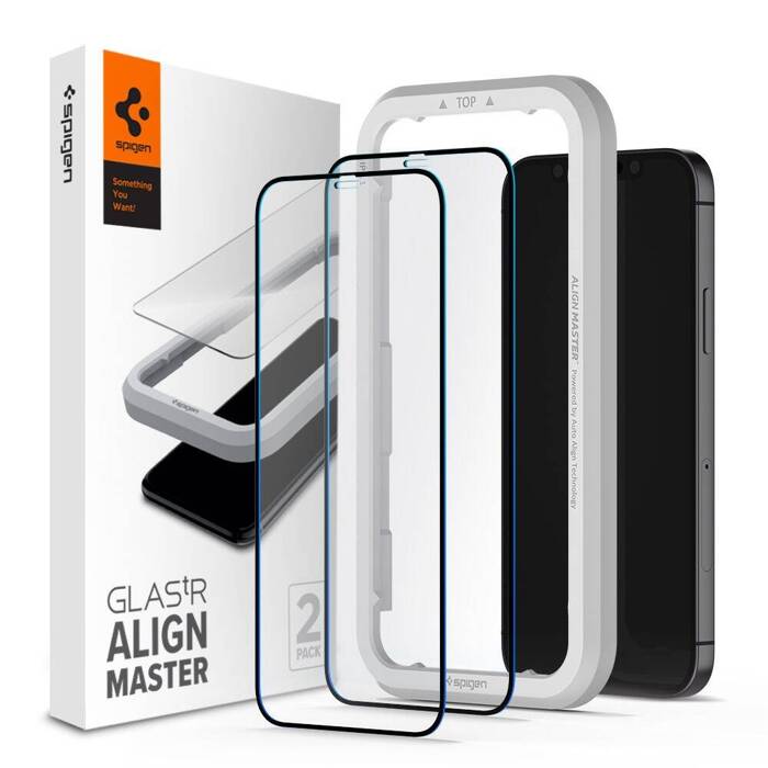 Szkło Hartowane SPIGEN Alm Glass Fc 2-pack iPhone 12 12 Pro Black