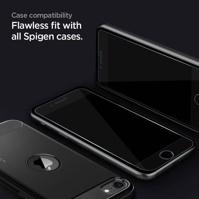 Szkło Hartowane SPIGEN Glass fc 2-pack iPhone SE 2022 2020 7 8 Black Czarne