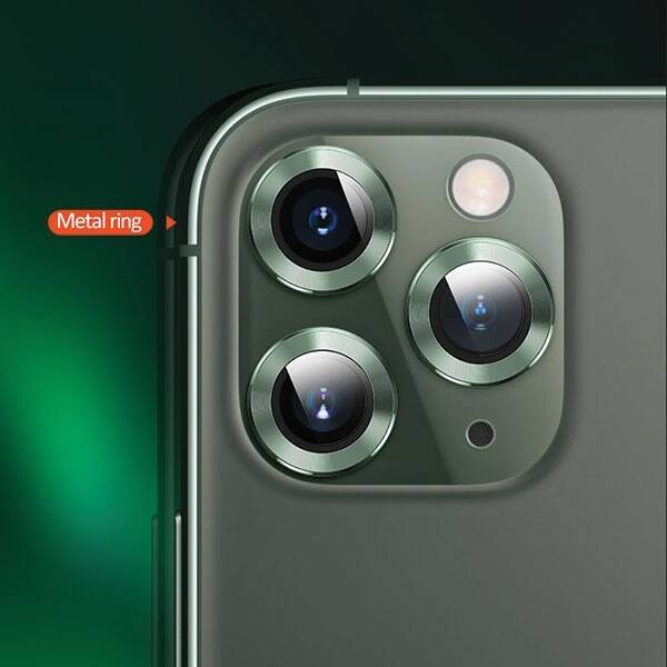 Szkło Hartowane USAMS Apple iPhone 11 Pro Max Camera Lens Metal Ring Szary Glass