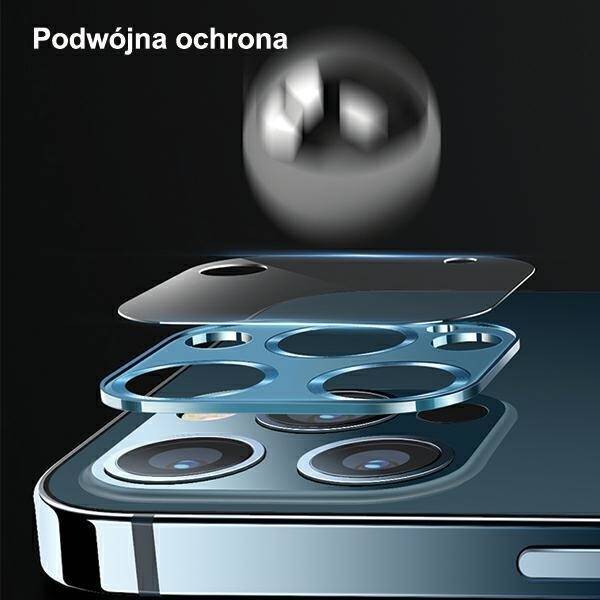 Szkło Hartowane USAMS Apple iPhone 12 Pro Max Camera Lens Glass Metal Srebrny Ochrona Aparatu Glass