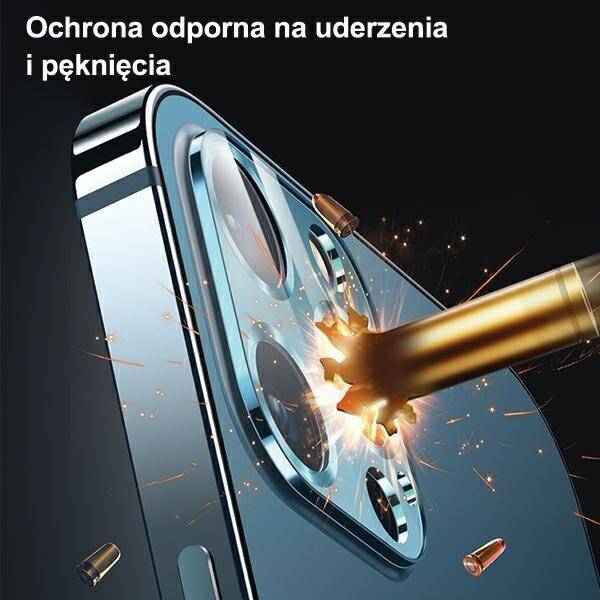 Szkło Hartowane USAMS Apple iPhone 12 Pro Max Camera Lens Glass Metal Srebrny Ochrona Aparatu Glass