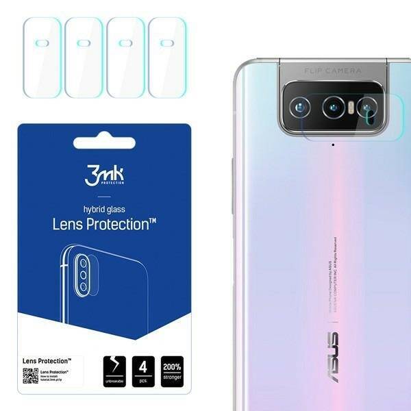 Szkło Hybrydowe 3MK Asus Zenfone 7 Pro Lens Protect Ochrona Na Obiektyw Aparatu 4szt Glass